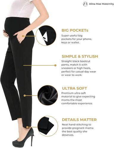 Miniatura 2 de Pantalones de maternidad cómodos elásticos para mujer, pantalones capri casuales de embarazo para el trabajo