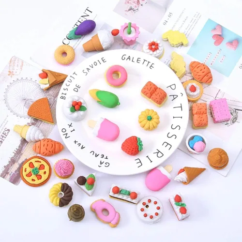 Miniatura 2 de Cllayees Juego de 72 borradores surtidos de lápices de alimentos, pastel de postre, fruta, borradores, juguetes para niños, recompensa, fiesta