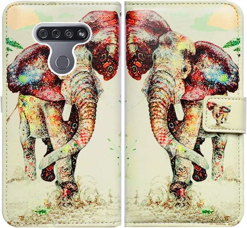 Miniatura 13 de Bcov Funda para LG K51/LG Reflect (LM-K500), diseño de libélula colorida funda de piel con tapa y ranura para tarjeta soporte para LG K51/LG Q51