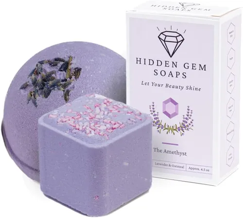 Miniatura 13 de October Birthstone Turmalina Juego de regalo de 3 piezas de jabón en barra natural, bomba de baño, vaporizador de ducha fabricado en Estados Unidos