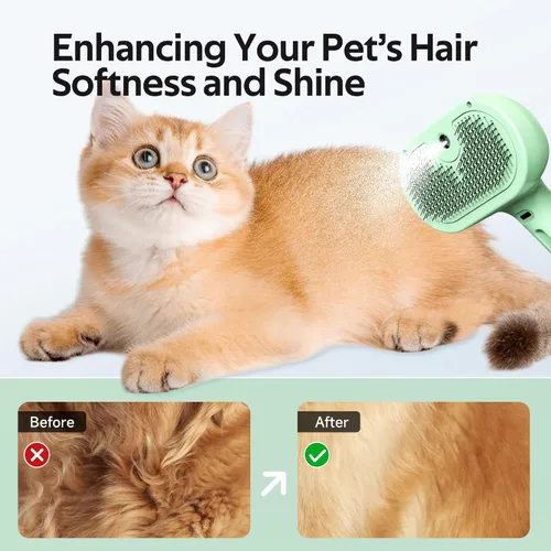 Miniatura 5 de Cepillo de aseo para mascotas con spray electrónico de niebla - Herramienta suave de eliminación de pelo para gatos y perros, Cepillo de vapor