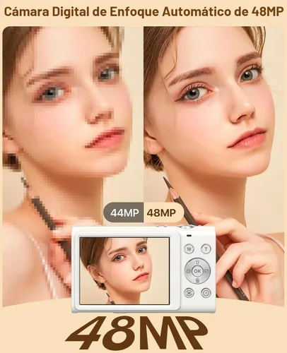 Miniatura 2 de Cámara digital, cámara de videoblogs 4K para YouTube con cámaras de enfoque automático para fotografía con zoom digital 16X, cámara digital compacta