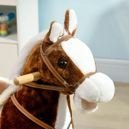 Miniatura 9 de Qaba Caballo Mecedor con Sonido, Caballo para Montar con Silla, Mecedora para Niños, Regalo para Niños de 3-8 Años, Marrón