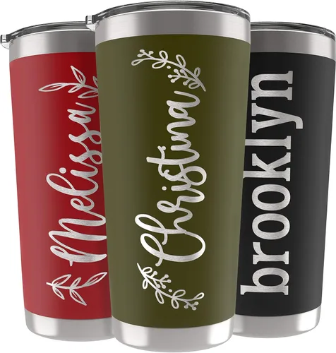 Miniatura 18 de Vasos delgados personalizados con tapa, regalos para ella de 20 onzas, rosa intenso, 12 diseños, vaso grabado personalizado con nombre, tazas Rosa