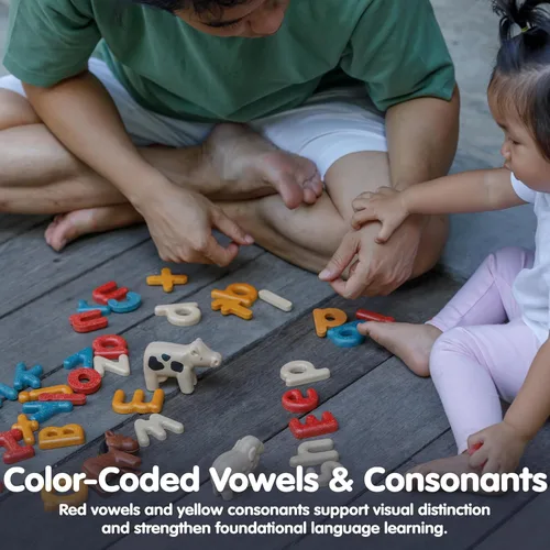 Miniatura 5 de PlanToys® Juego de aprendizaje de madera con alfabeto en minúsculas para niños a partir de 3 años Recurso educativo Montessori
