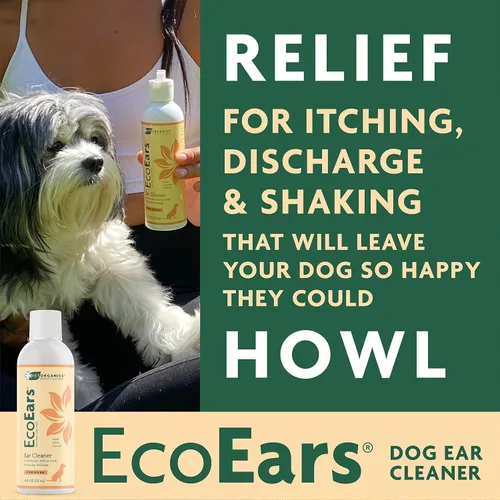 Miniatura 2 de Vet Organics EcoEars Limpiador de oídos para perro, fórmula natural para acumulación de olor y cera, limpia suavemente las orejas de perro, paquete