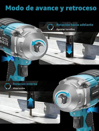 Miniatura 8 de Seesii - Llave de impacto inalámbrica de 1/2 pulgada, alta torsión de 479 pies-libra (650Nm), pistola de impacto sin escobillas, 2500RPM con batería