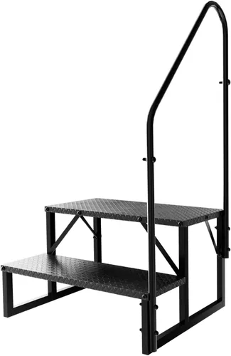 Miniatura 10 de Pasos de RV con pasamanos, escaleras de RV de 3 pasos con capacidad de carga de 660 lbs, escalera con panel antideslizante, escaleras para casas
