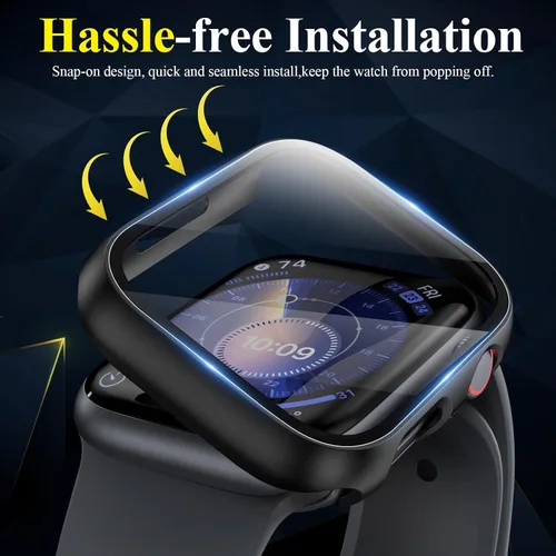 Miniatura 4 de Funda para Apple Watch Series 9, protector de pantalla de 1.614 pulgadas (1.614 in), serie 8 y 7, carcasa rígida de policarbonato duro de Negro