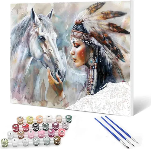 Miniatura 43 de Angel Girl - Pintura por números para adultos, corona de rosas rosadas, pintura al óleo digital, pintura acrílica, kit de pintura linda para niñas
