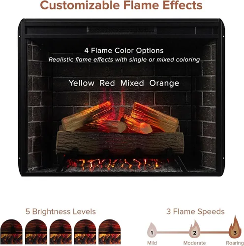 Miniatura 4 de Modern Ember Uptown - Inserto de chimenea eléctrica inteligente de 33 pulgadas con control remoto, compatible con Alexa - Calentador eléctrico