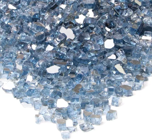 Real Flame Llenador de vidrio ignífugo reflectante azul para uso en interiores y exteriores, hecho de vidrio templado, bolsa de 20 libras