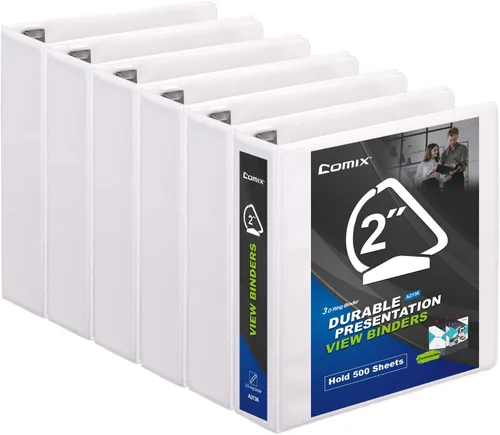 Miniatura 15 de Comix Carpetas resistentes de 3 anillos de 1 pulgada, 0.094 in de grosor, capacidad para 225 hojas de papel de 8.5 x 11 pulgadas, paquete de 8 Negro