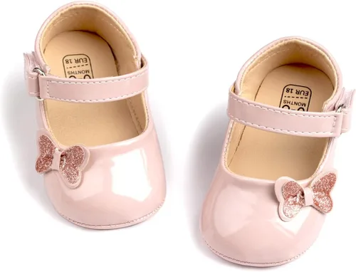 Meckior Zapatos deportivos para bebé y niñas, suela suave, con lazo, princesa, vestido de boda, Mary Jane, planos, para recién nacidos, ligeros,