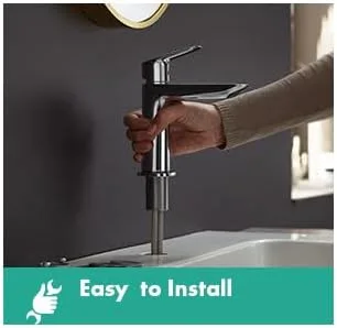 Miniatura 2 de hansgrohe Logis 71258821 - Grifo para lavabo de baño de 1 agujero fino y moderno en níquel cepillado