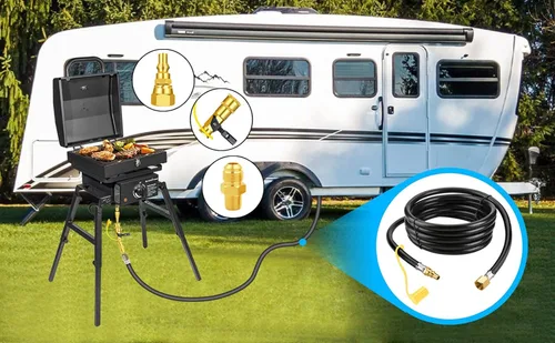 Miniatura 4 de Kit de adaptador de conexión rápida de propano de 1/4 "convertidor de manguera de propano hembra de 3/8 pulgadas a parrilla de gas, conexión rápida