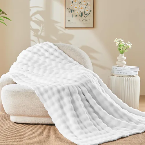 Miniatura 12 de NEWCOSPLAY Manta para Sofá Aqua Súper Suave de Franela Polar 3D Burbuja Ligera Manta de Cama para Uso en Todas las Estaciones (Aqua, Throw(50"x60"))