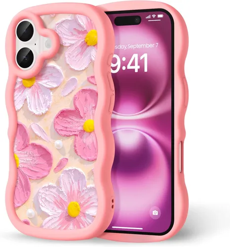 Miniatura 289 de Compatible con iPhone SE/8/7 Funda para Mujeres y Niñas, Marco Ondulado Rizado con Patrón Lindo, Estética Delgada Suave Silicona TPU Parachoques
