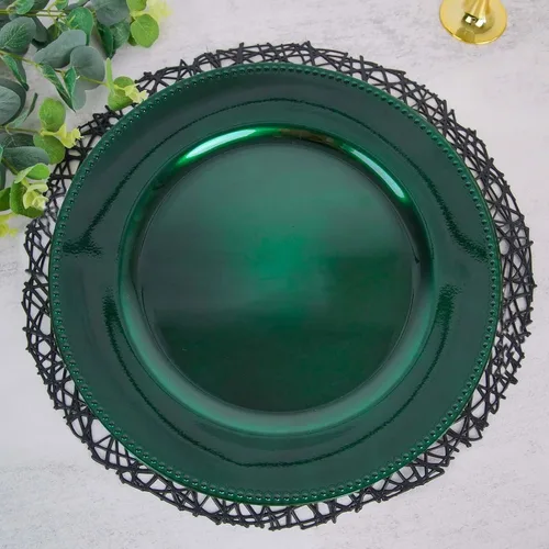Miniatura 19 de Efavormart - 6 platos de carga redondos con cuentas negras de 13 pulgadas para decoración de mesa, vacaciones, boda, catering, decoración de eventos