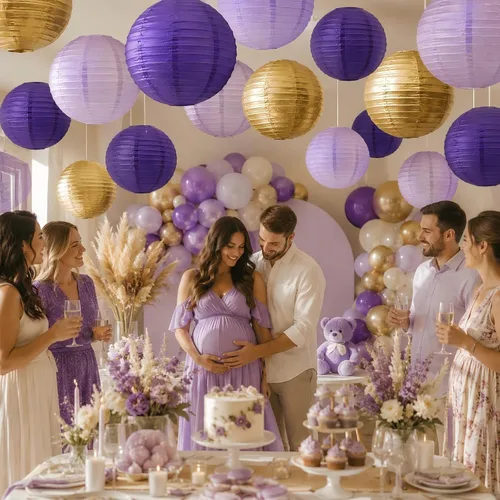 Miniatura 6 de Faroles de papel decorativos, linternas colgantes redondas, suministros de fiesta para graduación, despedida de soltera, género, neutro, baby