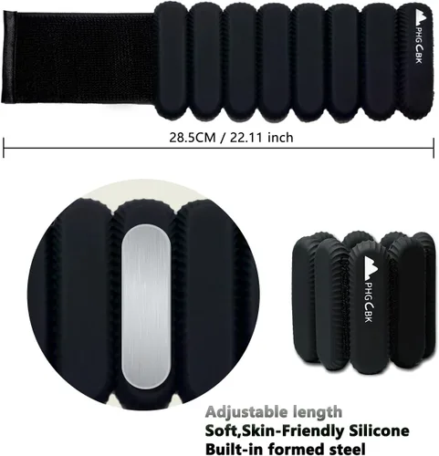 Miniatura 6 de Pesas de muñeca y tobillo de 2 libras para mujer, juego de 2 pulseras de peso ajustables (1 libra cada una) para entrenamiento de gimnasio en casa