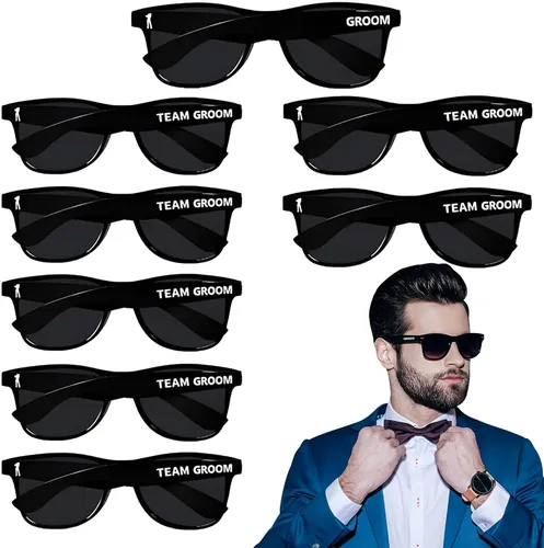 Miniatura 5 de Gafas de sol para despedida de soltero – Juego de 1 gafas de sol para novio y 7 equipos Padrinos de boda regalo de boda regalos de boda