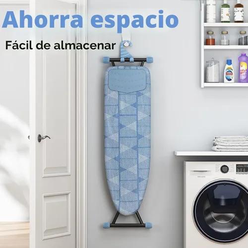 Miniatura 7 de KINGBOARD Tabla de planchar, tabla de planchar compacta con alfombrilla de silicona para plancha, cubierta resistente al calor, 7 alturas Azul