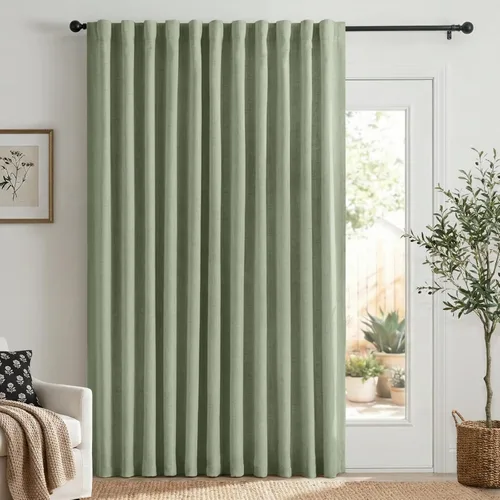 Miniatura 32 de 100% Blackout Shield - 2 cortinas opacas de lino, con presillas traseras/bolsillo para cortinero y aislamiento térmico, para el hogar, 50 pulgadas