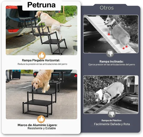 Miniatura 4 de Escaleras extra anchas para perros grandes, rampa plegable para perros con superficie antideslizante, escaleras ligeras para perros para autos, SUV