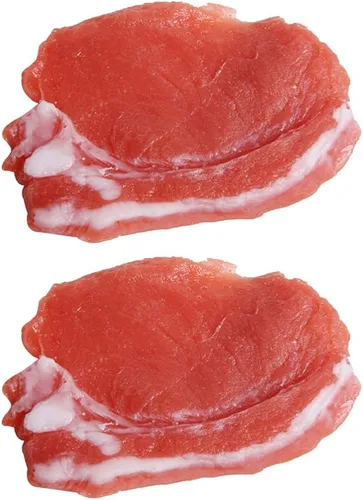 Cabilock Modelo de cerdo simulado, 2 piezas de carne de cerdo falsa, juguete de comida realista, comida de simulación para exhibición de fotografía,