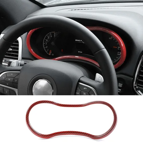 Miniatura 9 de Hoolcar Cubierta para volante de consola central, decoración de panel de salpicadero para Jeep Grand Cherokee 2014-2020, fibra de carbono