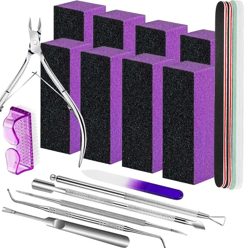 Miniatura 8 de FANDAMEI Limas y limas de uñas, kit de cuidado de uñas, juego de herramientas para cutículas de uñas, herramientas de manicura, lima de uñas, bloque