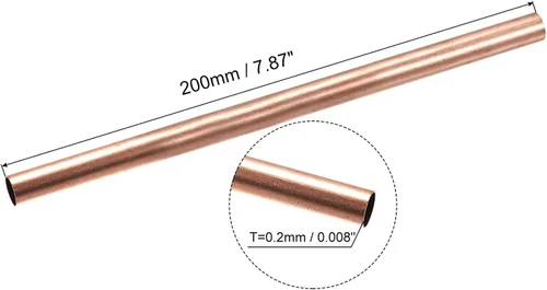 Miniatura 2 de uxcell Tubo de Cobre, 2mm 3mm 4mm 5mm 6mm 7mm DE x 0.2mm de espesor de pared 200mm de longitud Tubo metálico, paquete de 6