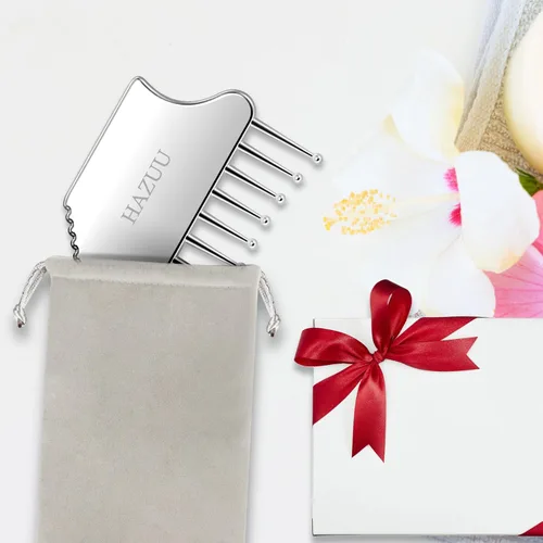 Miniatura 6 de Masajeador de cuero cabelludo portátil de acero inoxidable - Herramienta de raspado Guasha para cabeza, cuello, hombros, piernas y brazos - Ideal