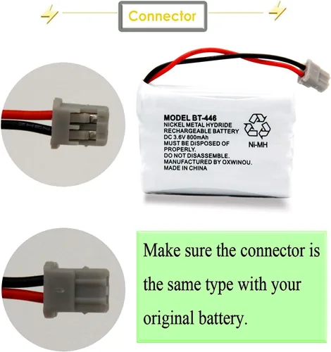 Miniatura 4 de BT446 BT-446 Batería de teléfono compatible con Uniden BBTY0503001 BT-1004 BT-1005 GE-TL26402 BT-504 CPH-488B teléfono de teléfono 3.6V 800mAh
