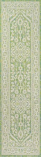 Miniatura 3 de Eyely BMS101H-28 - Alfombra de pasillo con textura de medallón de Santa Monica Sinji, para interiores y exteriores, estilo costero, bohemio, crema