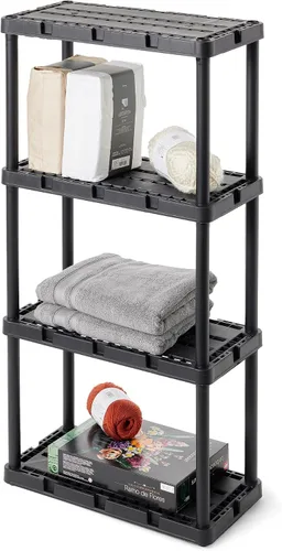 Miniatura 9 de Gracious Living Estantes de almacenamiento de carga ligera, Organizador de estante ventilado Knect-A-Shelf con 4 estantes para el hogar, garaje, 4