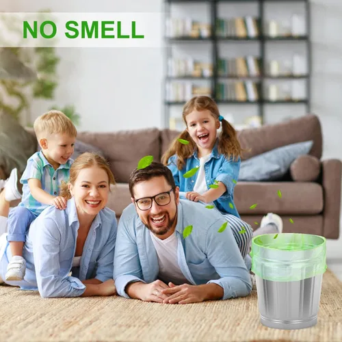 Miniatura 5 de Inwaysin 200 bolsas de basura de baño a base de almidón de plantas de 2.6 galones, fuertes, sin perfume, expandidas, verdes, 10L