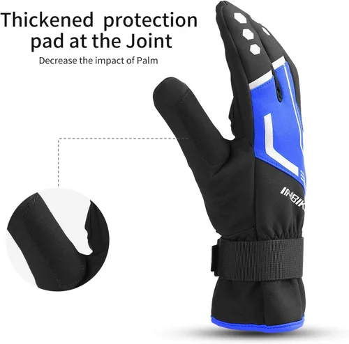 Miniatura 4 de INBIKE Guantes de ciclismo para hombres invierno a prueba de viento reflexivo almohadillas de gel térmico pantalla táctil
