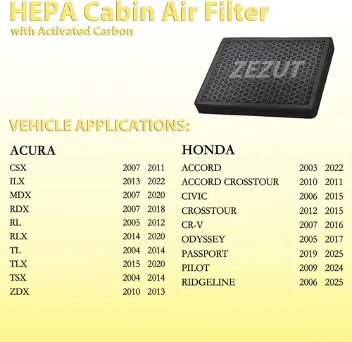 Miniatura 2 de Filtro de aire de cabina, para Honda 2007-2016 CR-V, 2006-2015 Civic, Accord 2003-2023, Pilot, Odyssey, Crosstour, Passport, Acura ILX, MDX, RDX