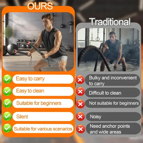 Miniatura 4 de Cuerdas de batalla sin cuerda, cuerdas de batalla inalámbricas con peso para gimnasio en casa, entrenamiento portátil de cuerpo completo HIIT Cardio