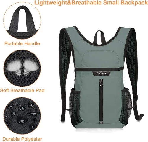 Miniatura 4 de MOSISO Mochila de senderismo ligera para senderismo, mochila plegable para viajes, bolsa de hombro plegable con bolsillo vertical frontal