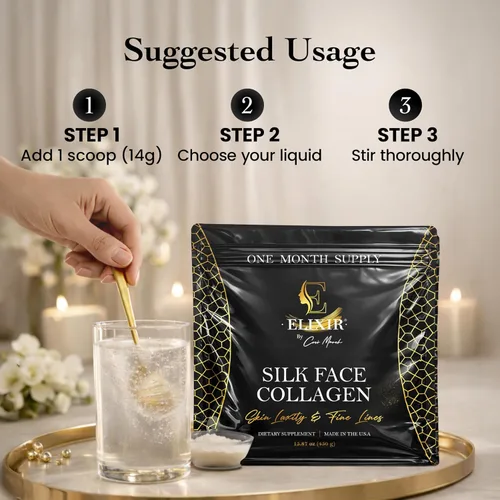 Miniatura 4 de Colágeno facial de seda, péptidos de colágeno en polvo para mujeres, cara y cuello, 0.49 oz de proteína, colágeno de peso molecular ultra bajo