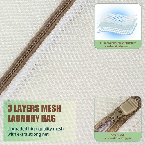 Miniatura 2 de FOYERNUAGE - Bolsas de malla para ropa delicada con cremallera de bloqueo automático, bolsa de lavandería tridimensional, bolsa de malla de 12 x 16