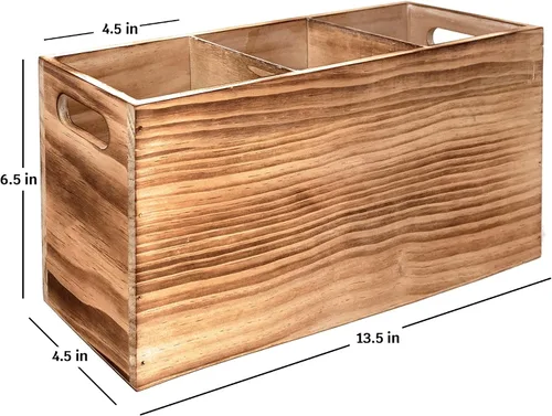 Miniatura 3 de Organizador de utensilios de madera para mostrador, organizador grande de utensilios de madera para encimera, almacenamiento de herramientas