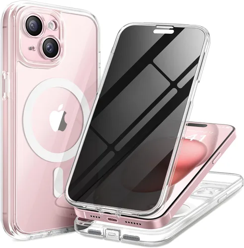 Miniatura 12 de TIESZEN Funda para iPhone 15, compatible con MagSafe, protector de pantalla de privacidad integrado y protección de cámara, antiespía, cuerpo