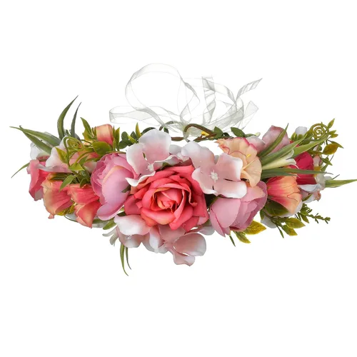 Miniatura 10 de Corona de flores de rosas para novia, diadema floral para el cabello, diadema de flores, halo bohemio con cinta, boda, fiesta, festival, fotos