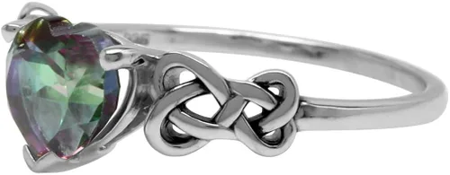 Miniatura 3 de Silvershake Anillo de plata de ley 925 con forma de corazón y topacio de fuego místico de 1,43 quilates