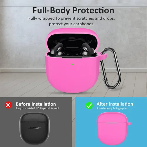 Miniatura 4 de LEFXMOPHY Funda rosa para auriculares Bose QuietComfort 2 2022, funda protectora de silicona que brilla en la oscuridad Rosa (Glow Pink)