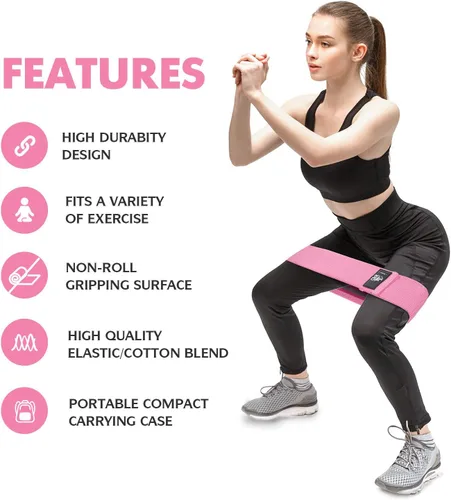 Miniatura 2 de CFX Resistance Bands Set, Exercise Bands with Non-Slip Design for HIPS & Glutes, 3 Levels Workout Bands for Women and Men, Booty Bands for Home rojo